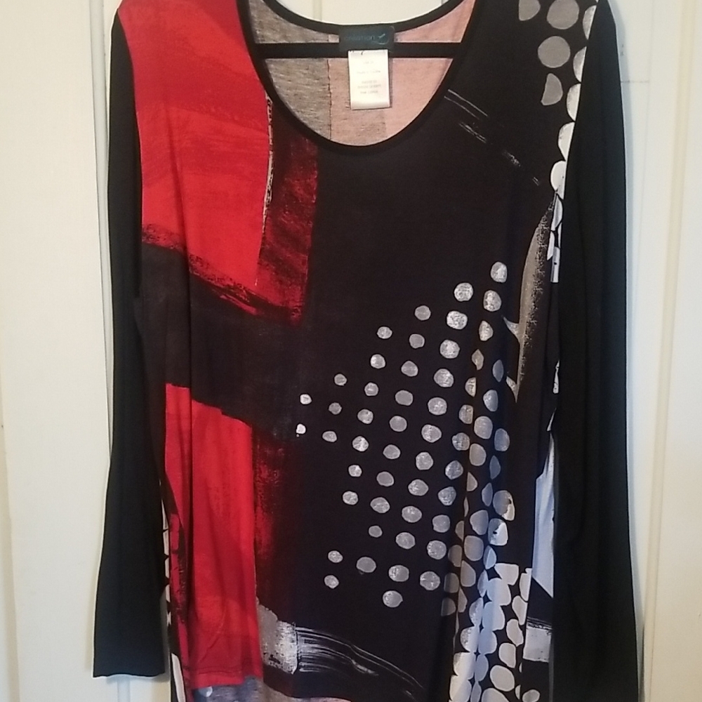 Stylish Women's Red and Black Top